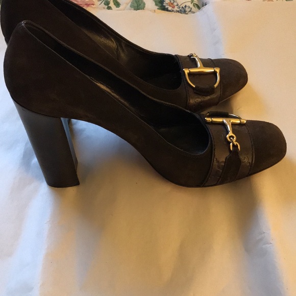 Gucci Pumps Chocolate Brown w/Silver Horse Bit Excellent Condition Size 10 - Picture 6 of 8